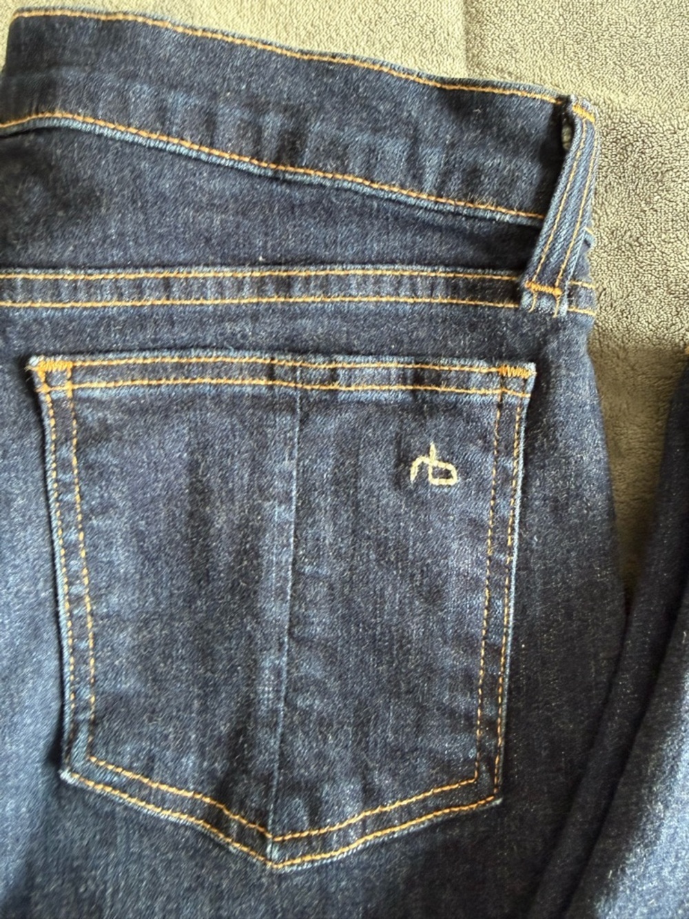 89. | rag & bone | Dark Blue Skinny Jeans with Back Pocket Logo - Picture 4 of 8